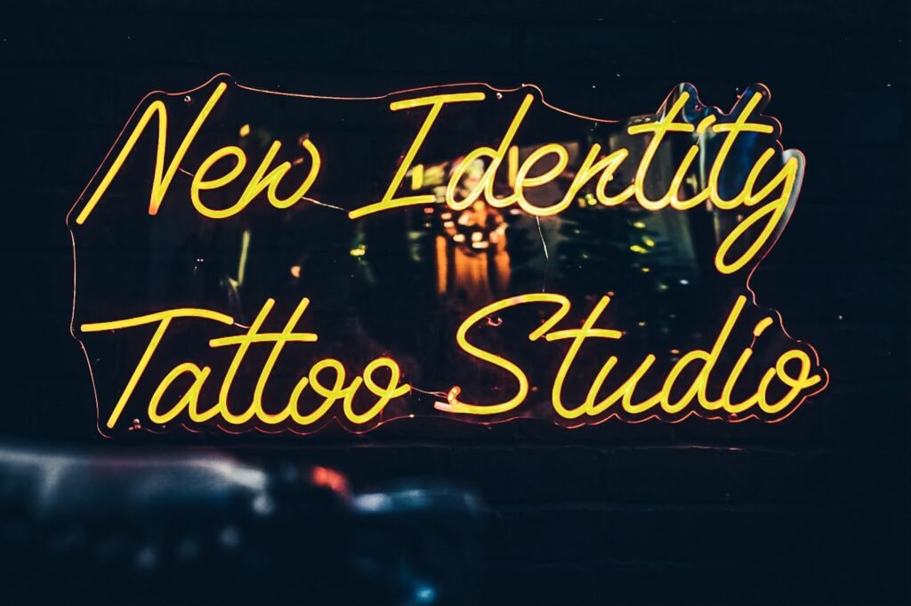 New Identity Tattoo Studio neon sign, Shirley
